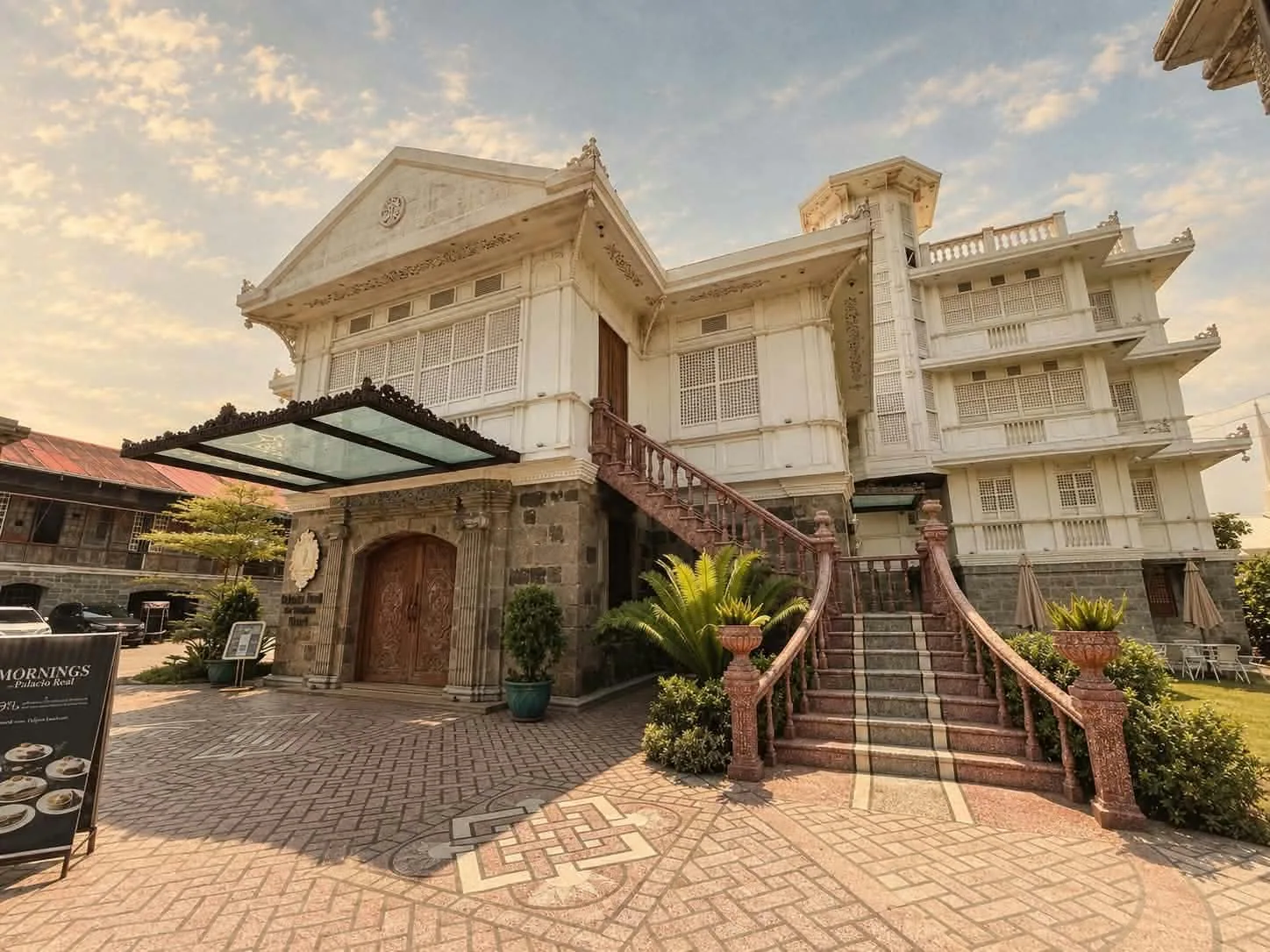 Heritage-style building and staircase at Palacio Real in Malolos