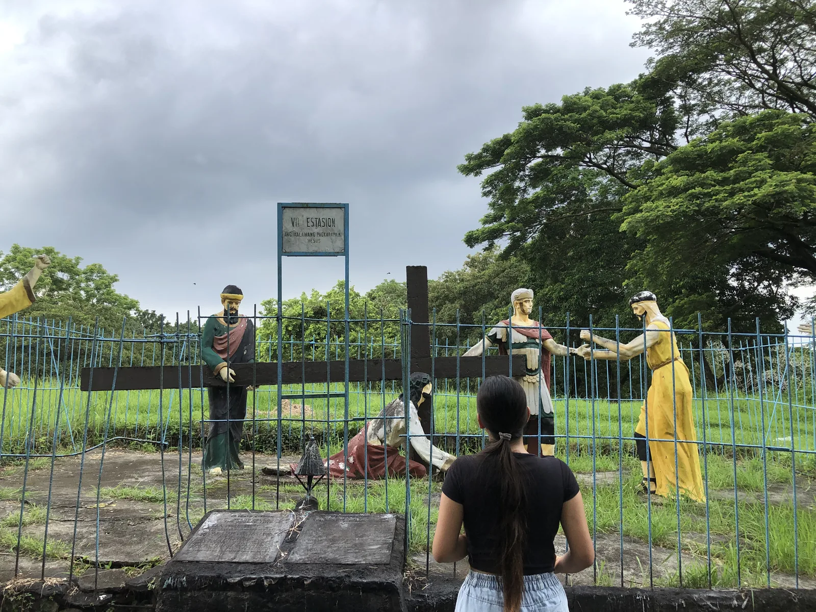 Devotional sculptures depicting a Station of the Cross on Calvary Hill