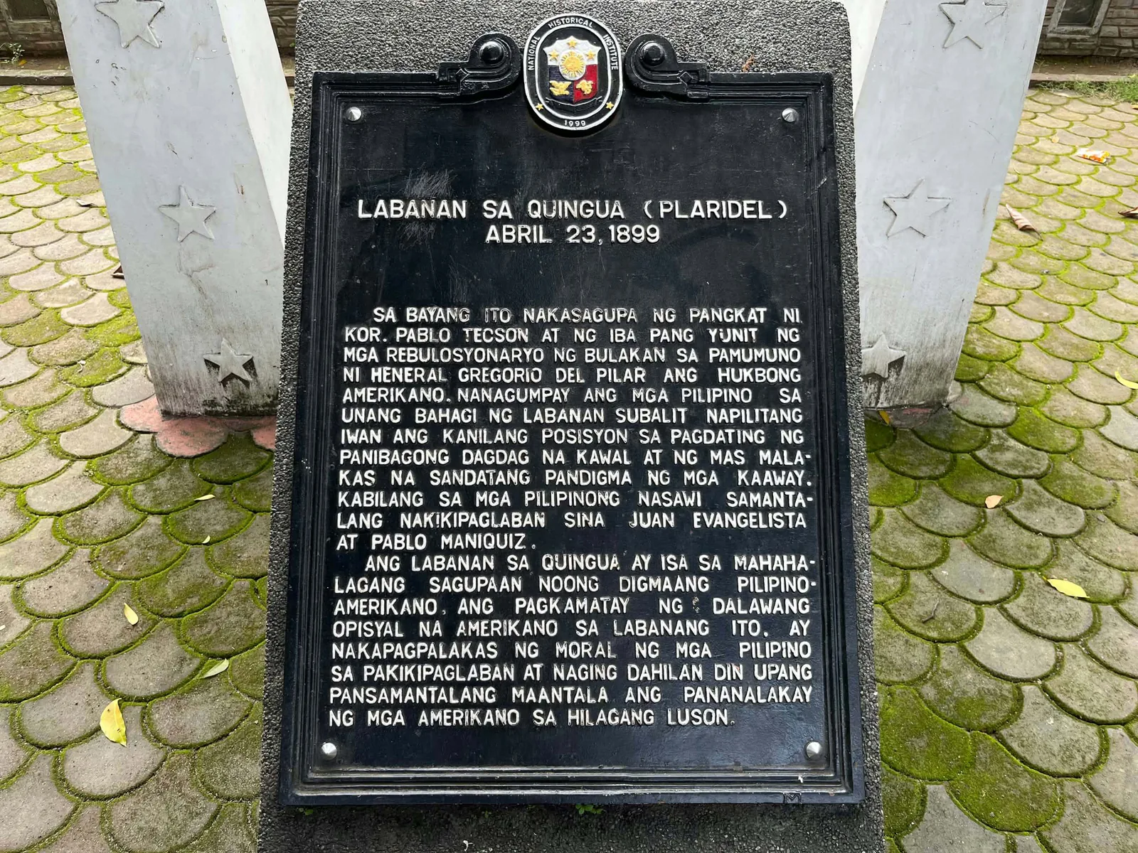 Historical marker for the Battle of Quingua on April 23, 1899