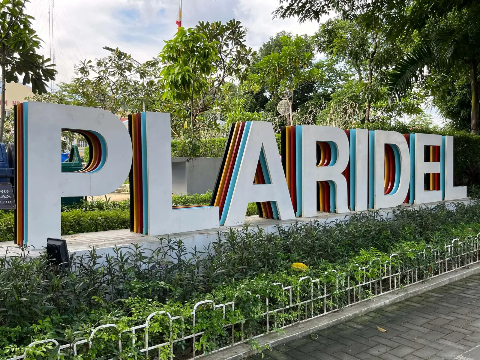 Large Plaridel landmark letters near Jose J. Mariano Park
