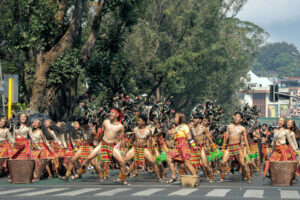 Baguio - Men and Women in Traditional Festival on Street