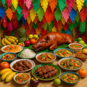 Festival feast showcasing Philippine festivals food