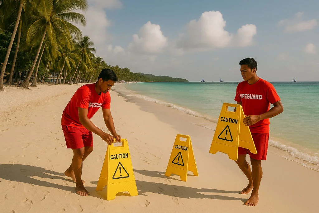 Lifeguard markers for Boracay travel advisory