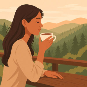 Baguio travel guide – enjoying coffee at Arca’s Yard with a mountain view