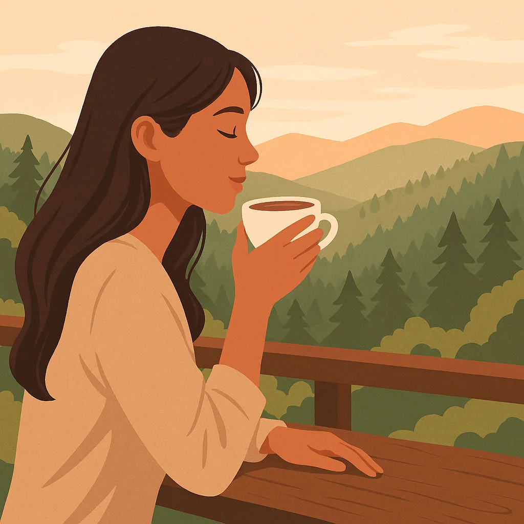 Baguio travel guide – enjoying coffee at Arca’s Yard with a mountain view