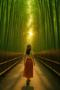 things to do in Kyoto – walking through Arashiyama Bamboo Grove at sunrise