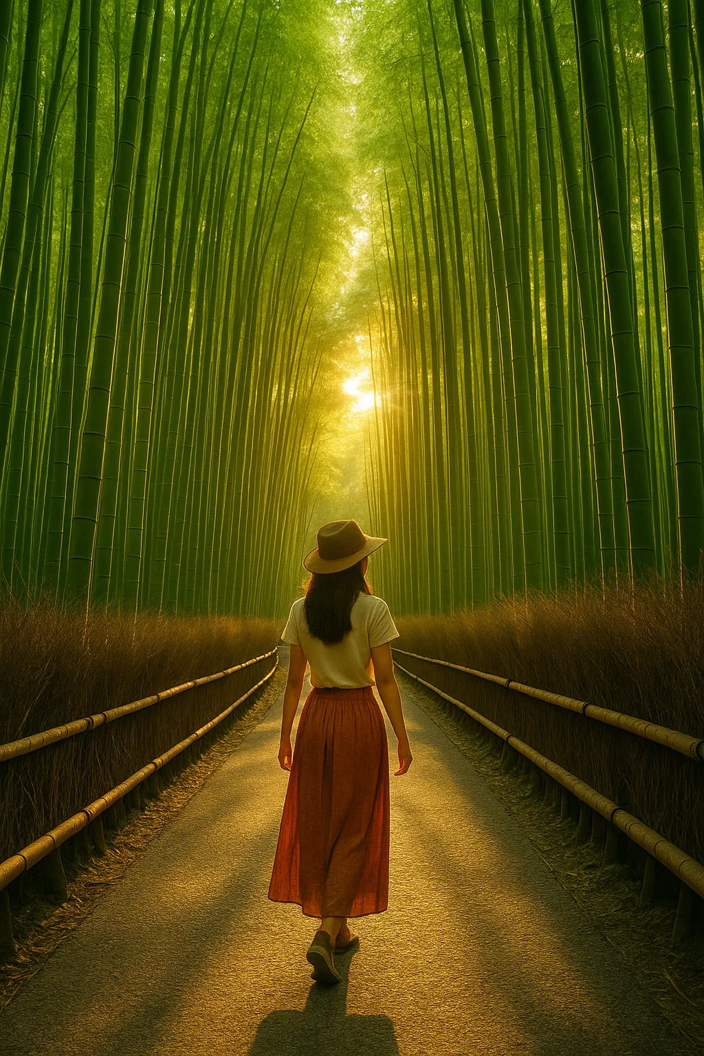 things to do in Kyoto – walking through Arashiyama Bamboo Grove at sunrise
