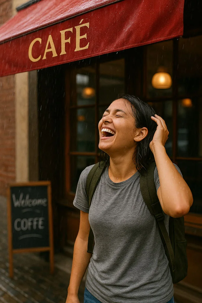 Rainy day surprise in unplanned travel
