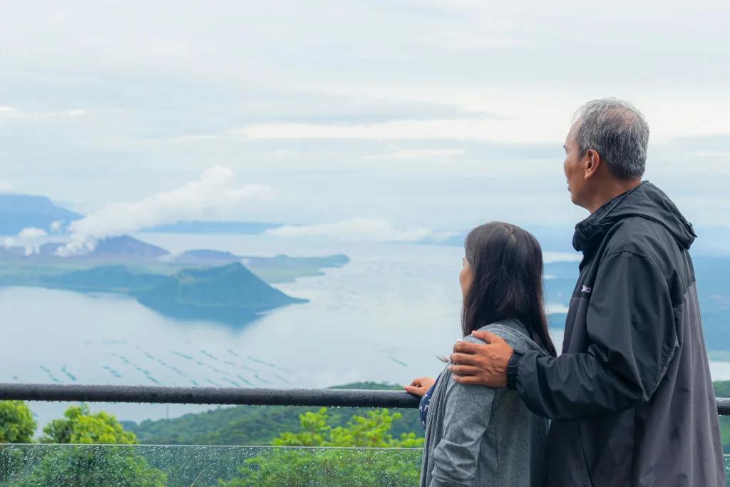Taal Volcano view in Tagaytay Ridge at sunset highlighting the best weekend getaways near Manila