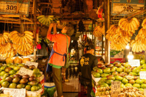 Vibrant Baguio Market Scene with Tropical Fruits