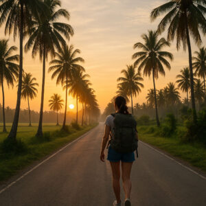 backpacker enjoying budget travel Philippines at sunrise