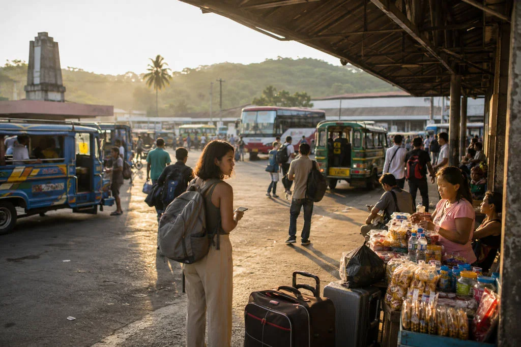 budget travel tips Philippines at a provincial bus terminal