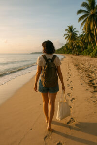 Mika walking away - sustainable travel practices