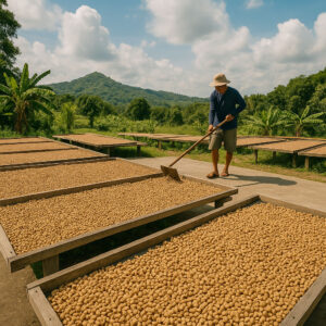 Coffee beans drying at an Amadeo farm on a Cavite heritage road trip