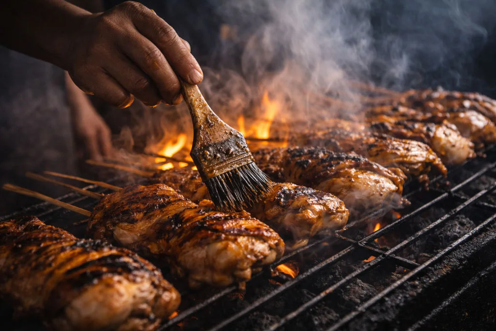 Chicken inasal grilling scene for a Bacolod travel guide food trip