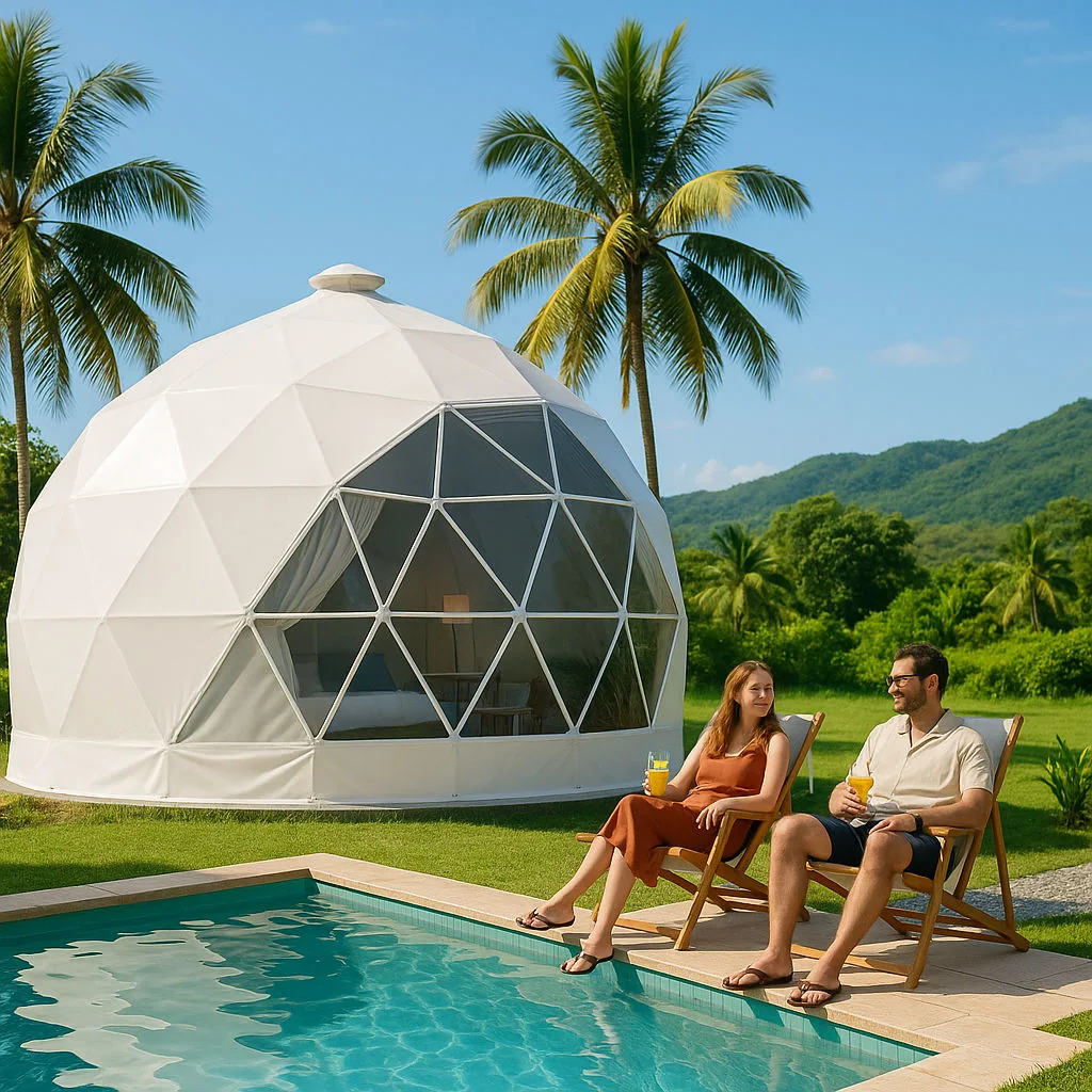 Batangas glamping dome with small pool and nature backdrop