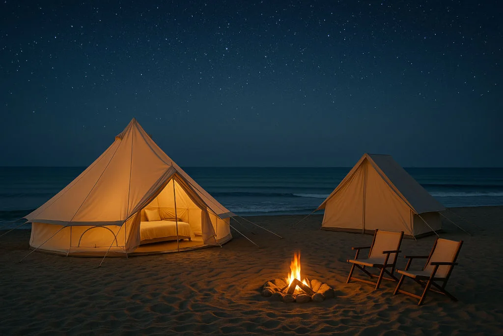 beachfront glamping Philippines with tents by the sea