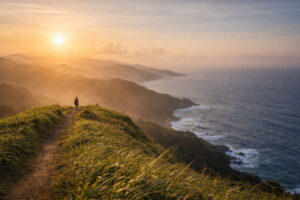 Catanduanes travel guide sunrise viewpoint trail with layered headlands and white surf