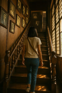 Traveler exploring heritage interiors during a Cavite heritage road trip