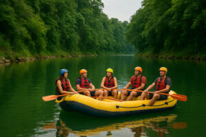 Resting raft on calm section of Cagayan de Oro River