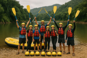 Group celebrating after completing CDO river adventures