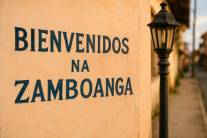 Chavacano street sign highlighting Zamboanga city colors