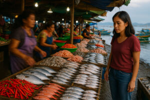 Coastal fish market scene showing Zamboanga city colors