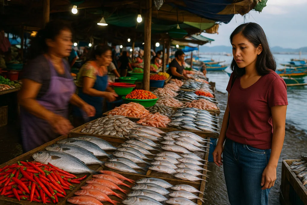 Fresh seafood displayed at a Philippine coastal market