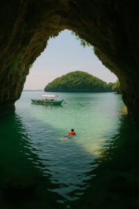 Shaded swim near Cuenco Island tunnel on Hundred Islands escapes