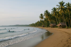 Gubat surfing beach scene with small waves for Sorsogon travel guide