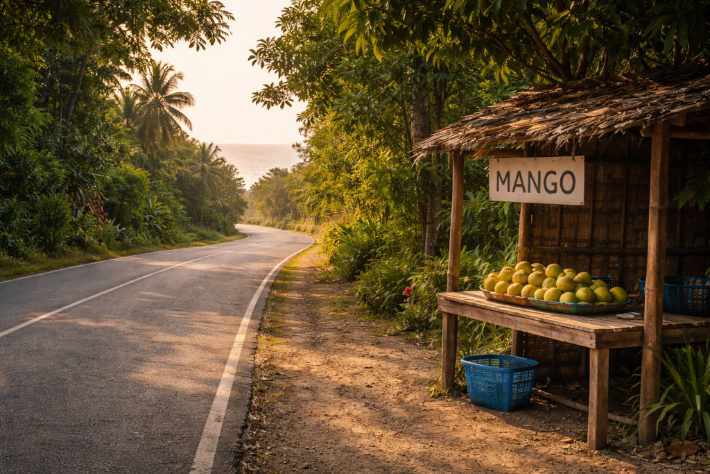 Quiet roadside mango stand for Guimaras island escapes