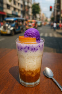 Halo-halo glass for Filipino dessert journeys in Manila