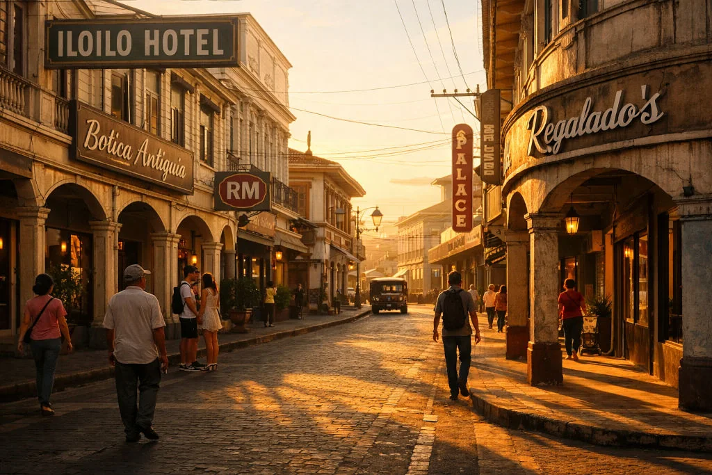 Golden-hour Calle Real scene for Iloilo heritage travel