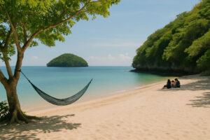 Peaceful Lopez Island beach during Hundred Islands escapes
