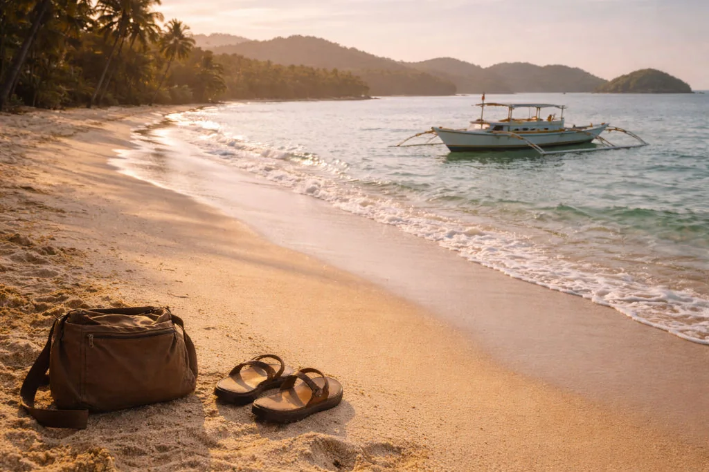 Masbate travel guide beach morning with banca boat and calm shoreline