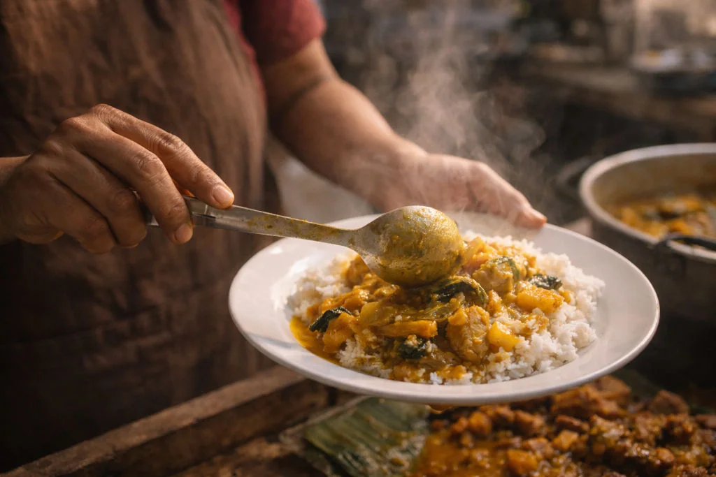 Cook plating a savory dish for Mindanao savory stories