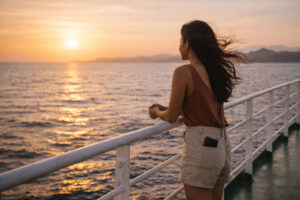 Personal travel choices captured in a quiet ferry moment while traveling on your terms