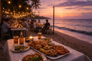 Roxas City travel at Baybay Beach with sunset seafood dinner and seaside breeze