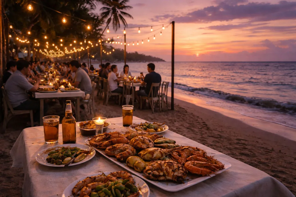 Roxas City travel at Baybay Beach with sunset seafood dinner and seaside breeze