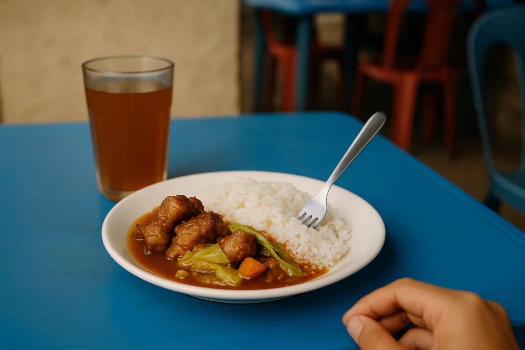 Simple karinderya meal enjoyed during no-expectation travel