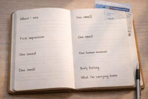 Sample template spread for travel journaling essentials