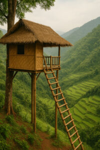 treehouse glamping in the Philippines above rice fields