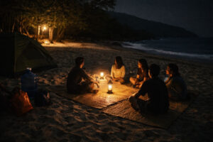 Lantern-lit night scene for Zambales island camping