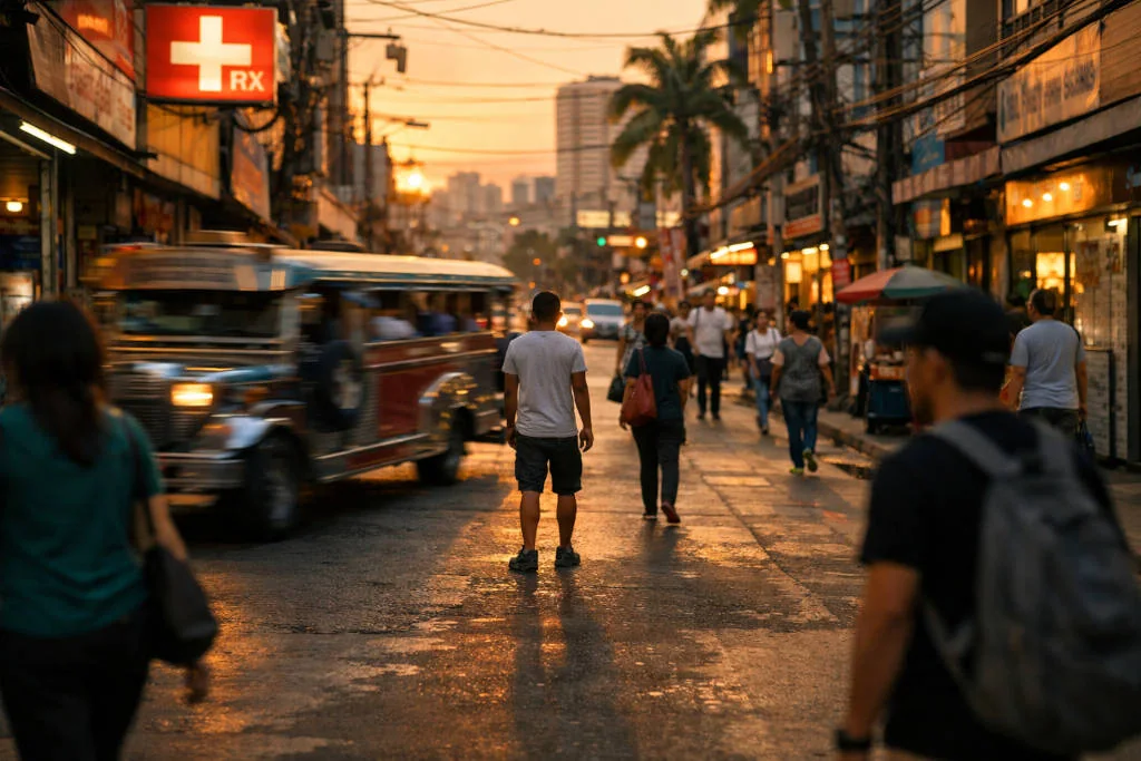 bakasyon captions Tagalog city vibe photo of a calm street walk at golden hour