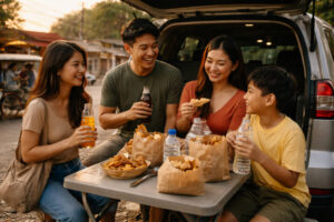 bakasyon captions Tagalog family vibe photo of a merienda stop with relaxed pacing