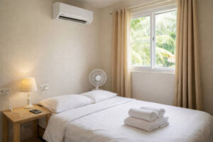 Bantayan Island weekend trip simple Santa Fe room setup with aircon or fan and charging access
