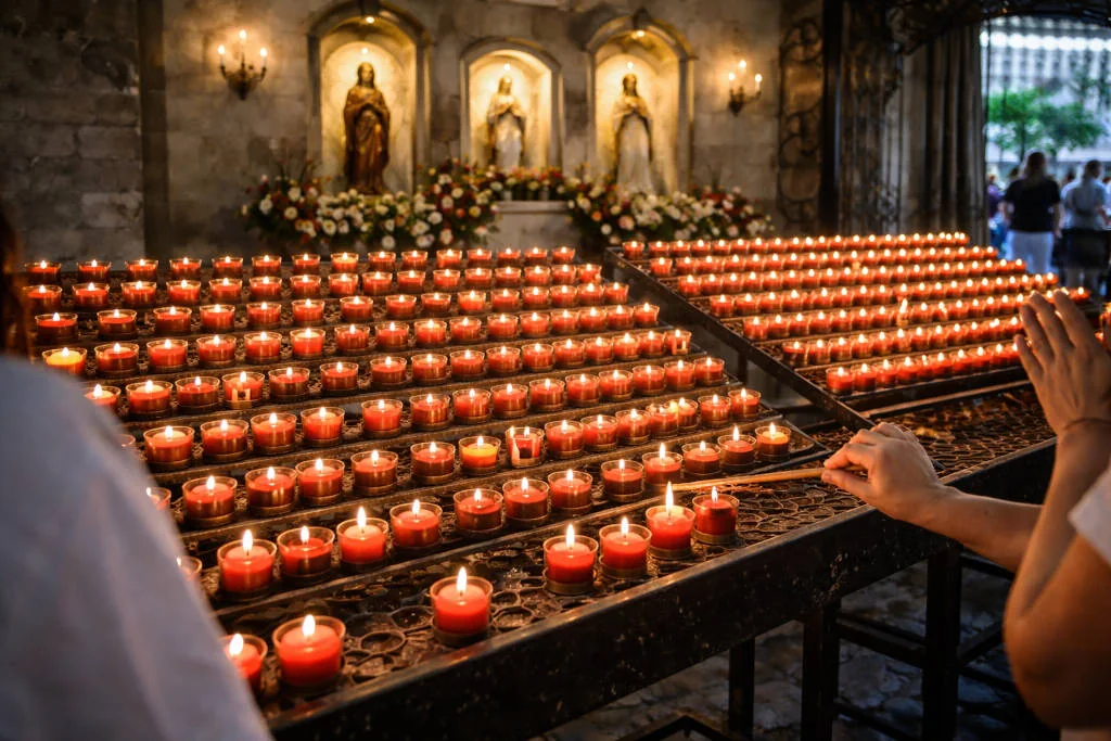 Devotional candle area at Basilica Minore del Santo Niño in Cebu City