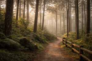 Pine forest walk in Baguio for beginner hikes Philippines at Camp John Hay