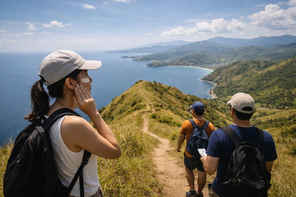 Coastal bay views on an open trail for beginner hikes Philippines in Batangas