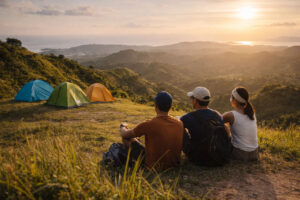 Relaxed viewpoint and camping feel on beginner hikes Philippines at Mt. Naupa